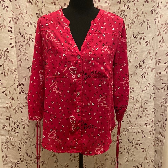 New York & Company Tops - New York & Company - Heart Print Blouse